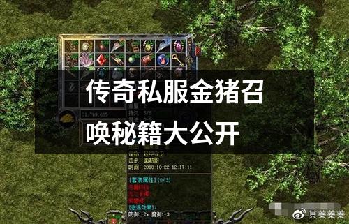 传奇私服金猪召唤秘籍大公开