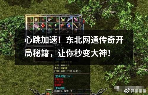 心跳加速！东北网通传奇开局秘籍，让你秒变大神！