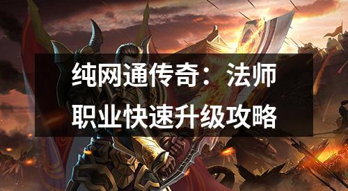 纯网通传奇：法师职业快速升级攻略